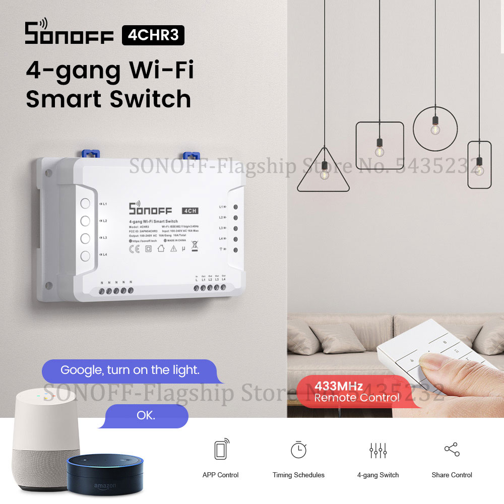 Relay Module 4 Channel - Itead SONOFF 4CH R3 Wifi Drahtlose