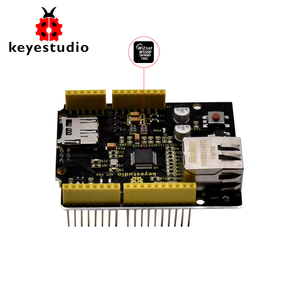 Ethernet W5500 - Keyestudio W5500 Ethernet Shield Ethernet-Steuerungserweiterungsplatine für