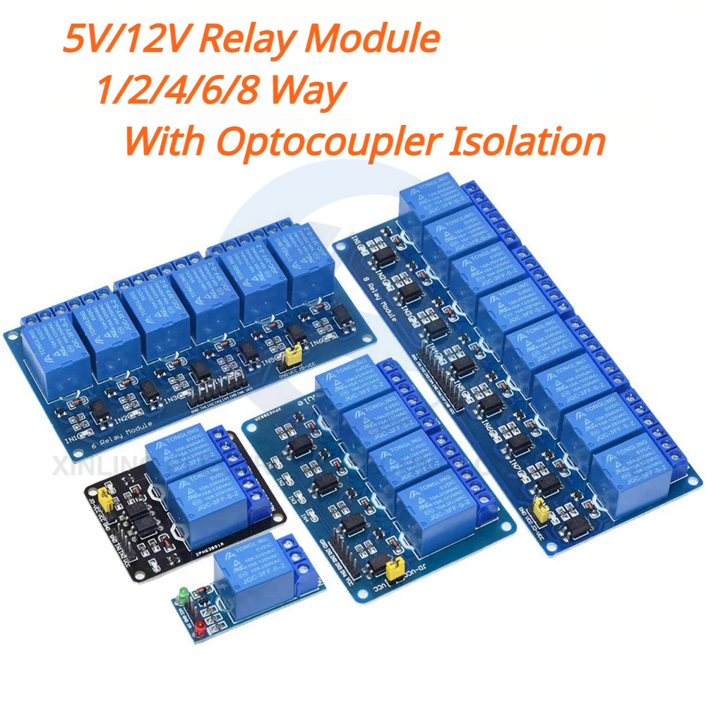 Relay Module 4 Channel - 5/12V 1/2/4/6/8-Kanal-Relaismodul mit Optokoppler-Relaisausgang 1 2