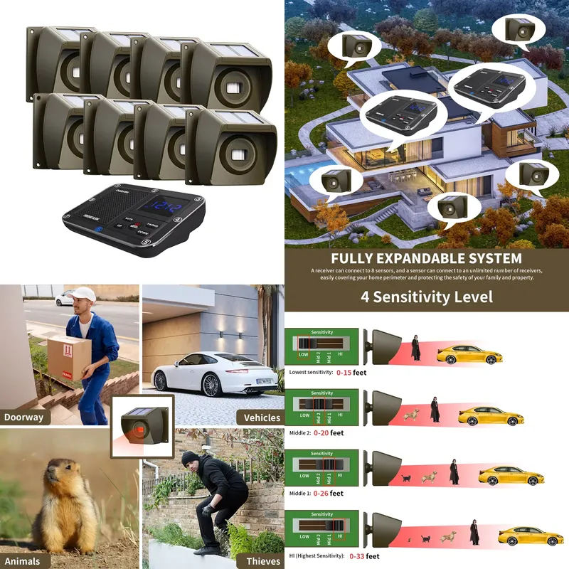 Pir Motion Sensor - Solarbetriebenes drahtloses Einfahrtsalarmsystem für den Außenbereich